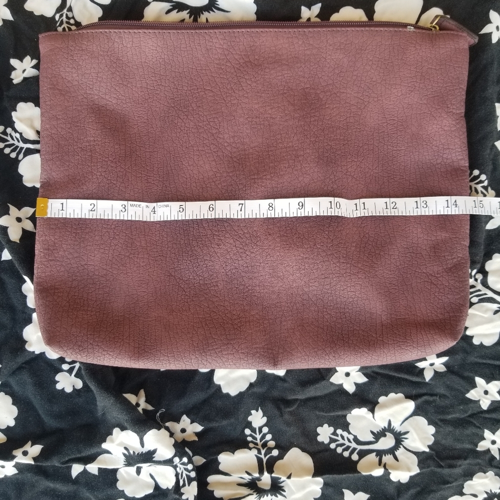 Free People Pebbled Vegan Leather Large Pouch Plum Colored